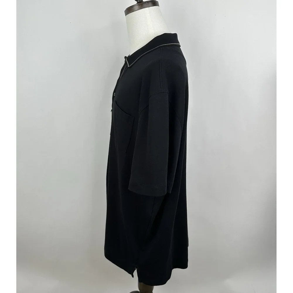 NWT Banana Republic Luxury Touch Shirt XXL TALL Black Tan Cotton‎ Polo Collar
